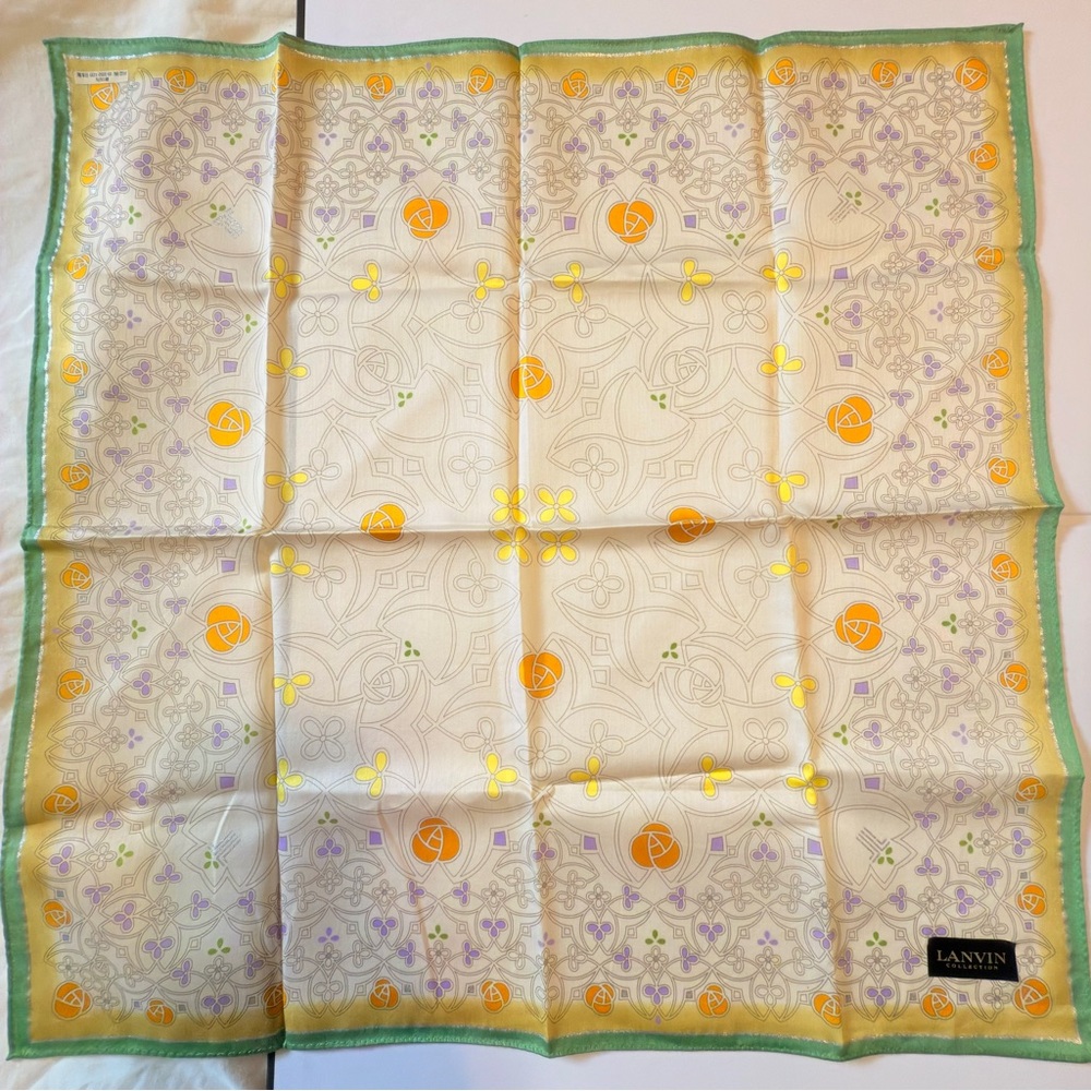Lanvin cotton Scarf with Orange and Green Accents